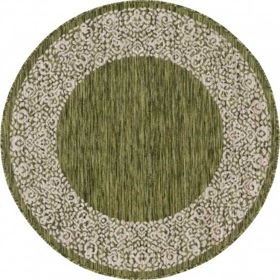 Rug Unique Loom Outdoor Border Green Round 5' 3 x 5' 3