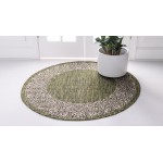 Rug Unique Loom Outdoor Border Green Round 5' 3 x 5' 3