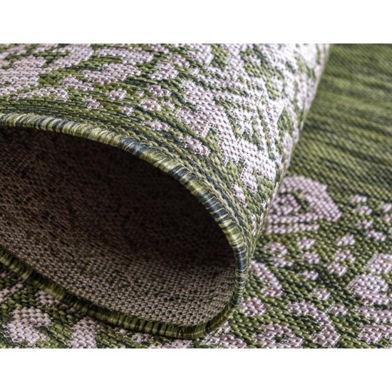 Rug Unique Loom Outdoor Border Green Round 5' 3 x 5' 3