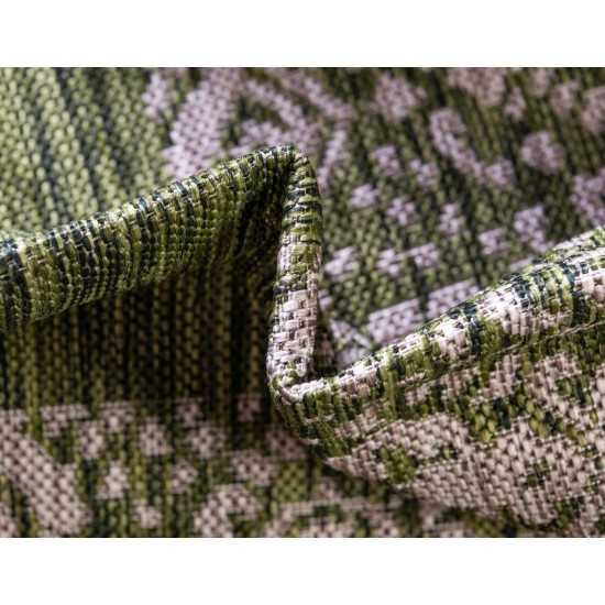 Rug Unique Loom Outdoor Border Green Round 5' 3 x 5' 3