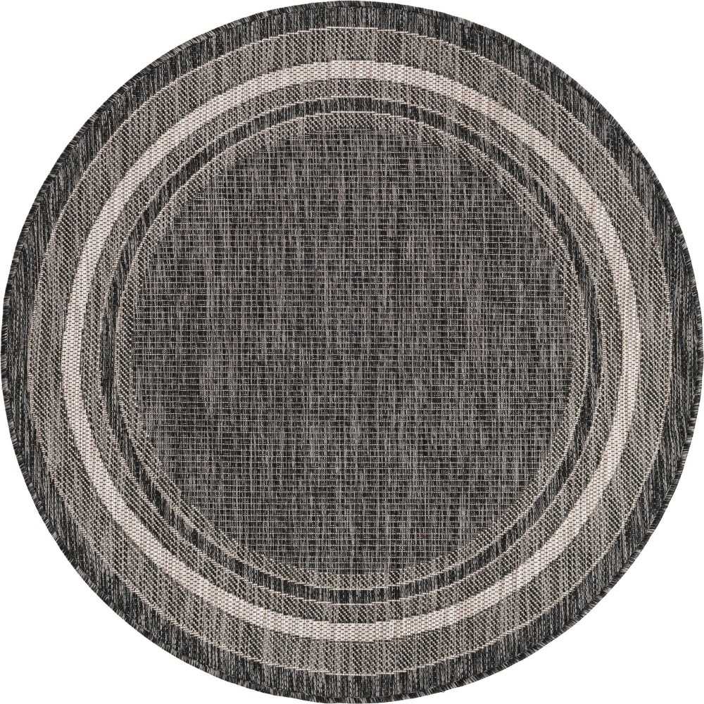 Rug Unique Loom Outdoor Border Black Round 4' 0 x 4' 0 Rug Unique Loom Outdoor Border Black Round 4' 0 x 4' 0