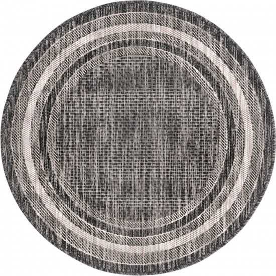 Rug Unique Loom Outdoor Border Black Round 3' 3 x 3' 3