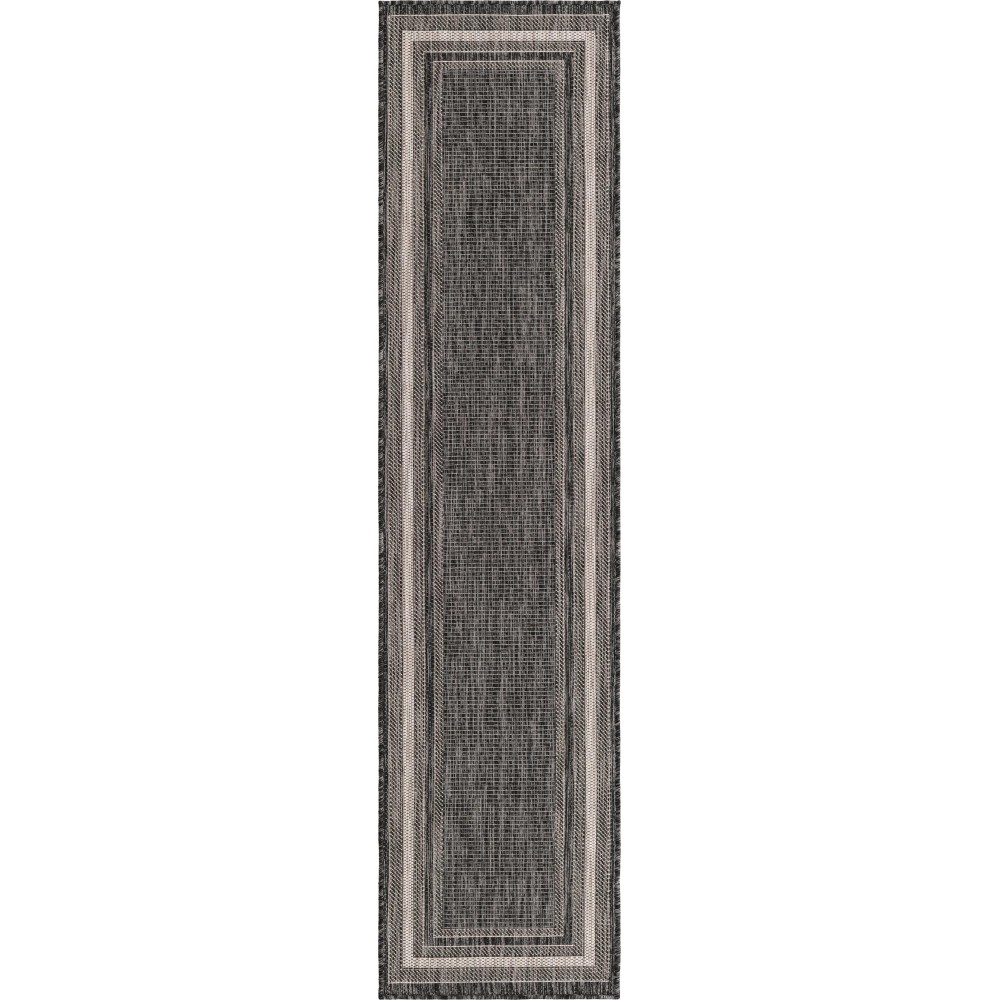 Rug Unique Loom Outdoor Border Black Runner 2' 0 x 8' 0 Rug Unique Loom Outdoor Border Black Runner 2' 0 x 8' 0