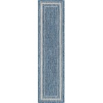 Rug Unique Loom Outdoor Border Blue Runner 2' 0 x 8' 0