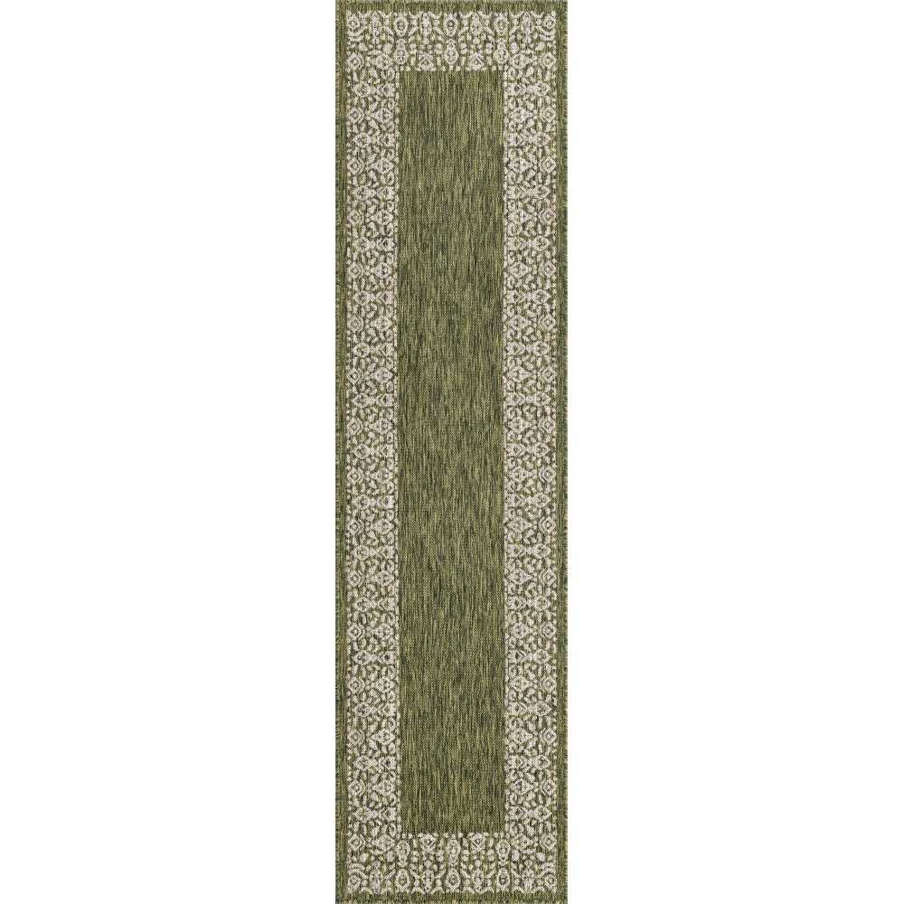 Rug Unique Loom Outdoor Border Green Runner 2' 0 x 8' 0