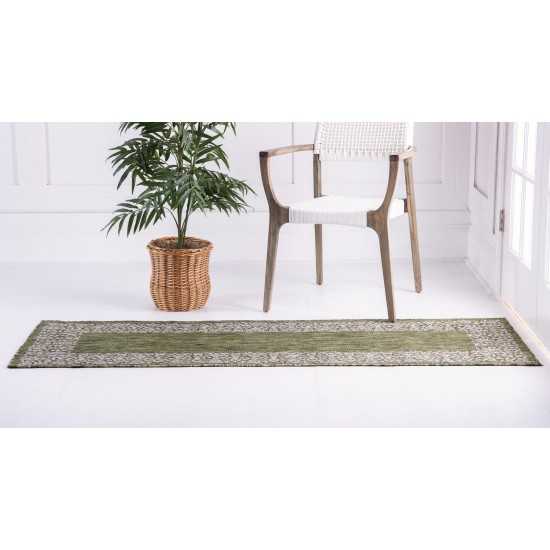 Rug Unique Loom Outdoor Border Green Runner 2' 0 x 8' 0