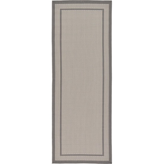 Rug Unique Loom Outdoor Border Gray Runner 2' 2 x 6' 0