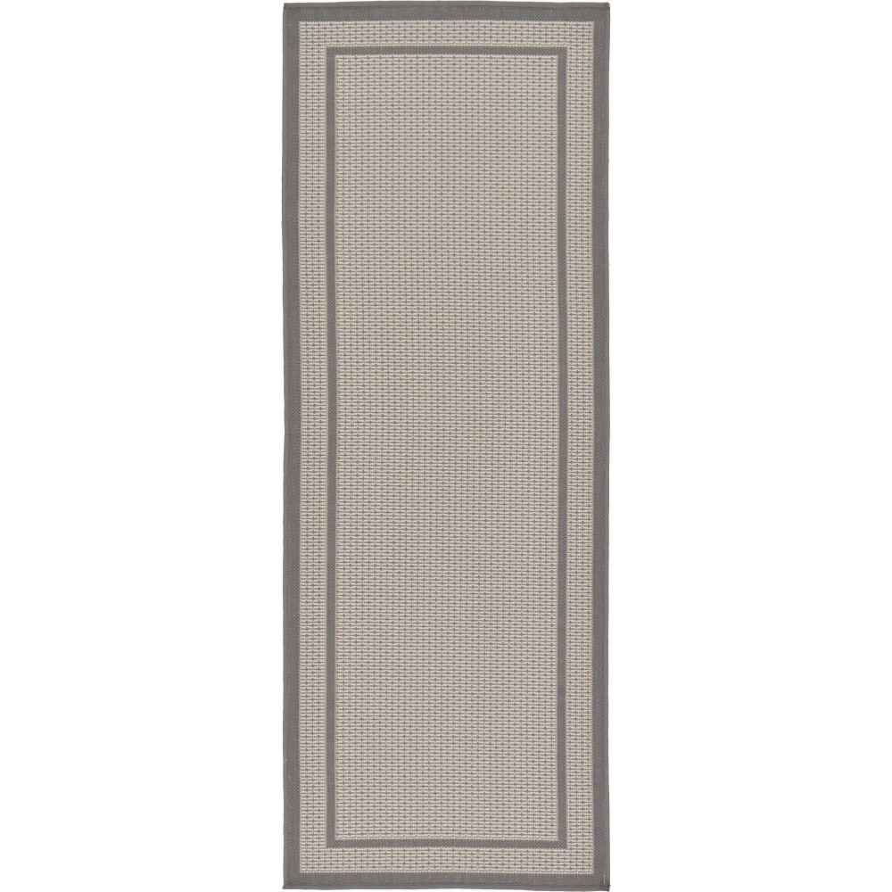 Rug Unique Loom Outdoor Border Gray Runner 2' 2 x 6' 0