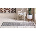 Rug Unique Loom Outdoor Border Gray Runner 2' 2 x 6' 0