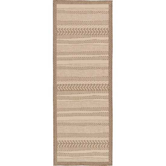 Rug Unique Loom Outdoor Border Brown Runner 2' 2 x 6' 0