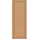 Rug Unique Loom Outdoor Border Light Brown Runner 2' 2 x 6' 0