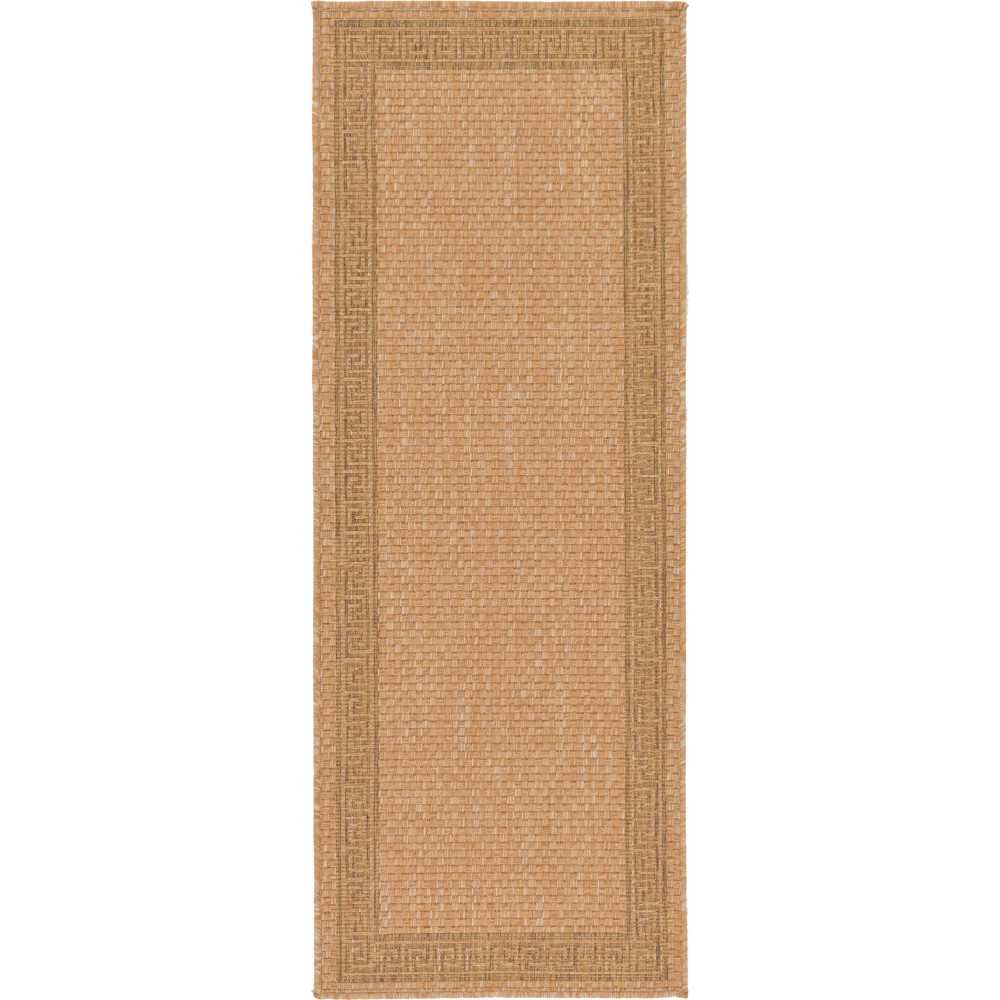 Rug Unique Loom Outdoor Border Light Brown Runner 2' 2 x 6' 0