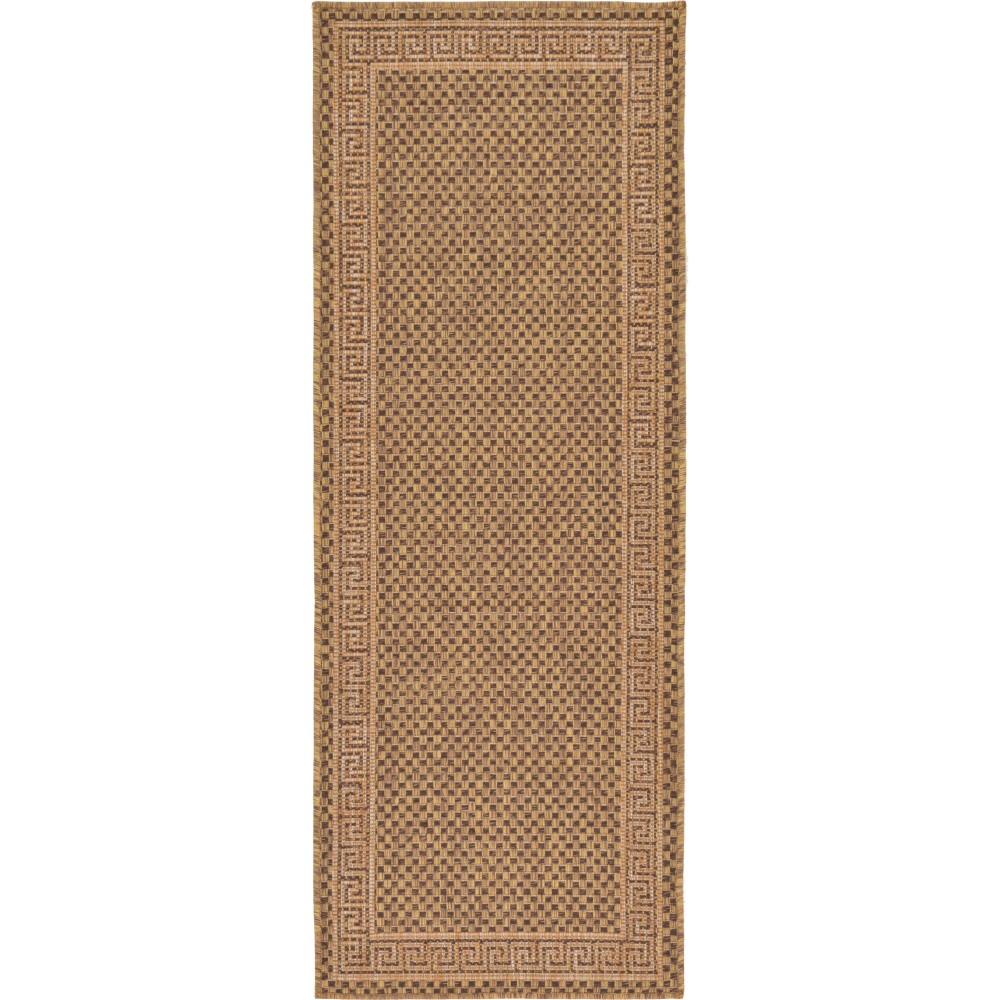 Rug Unique Loom Outdoor Border Brown Runner 2' 2 x 6' 0