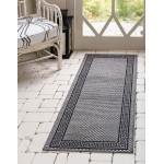 Rug Unique Loom Outdoor Border Gray Runner 2' 2 x 6' 0