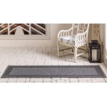 Rug Unique Loom Outdoor Border Gray Runner 2' 2 x 6' 0