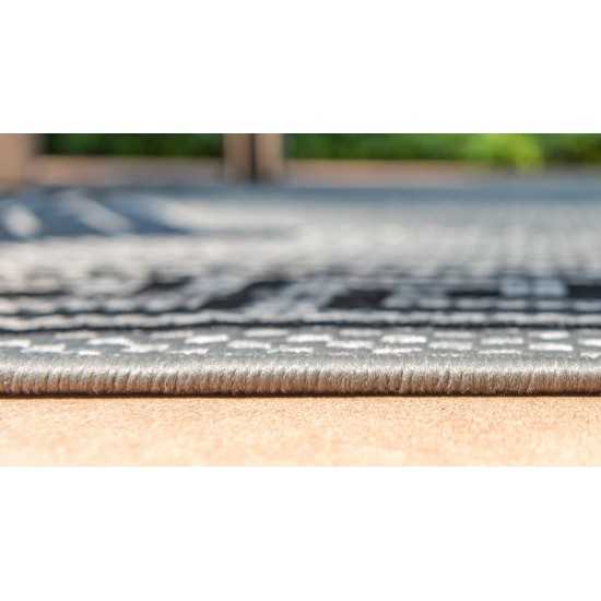 Rug Unique Loom Outdoor Border Gray Runner 2' 2 x 6' 0