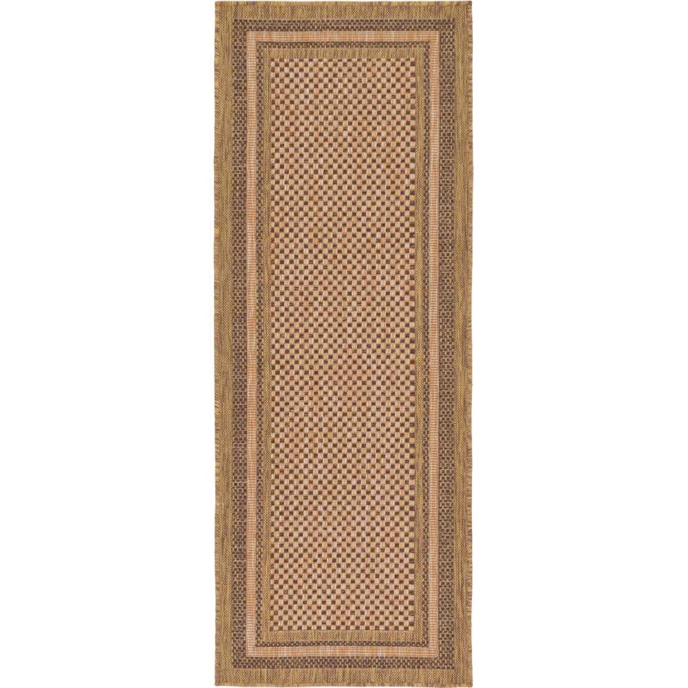 Rug Unique Loom Outdoor Border Brown Runner 2' 2 x 6' 0