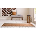 Rug Unique Loom Outdoor Border Light Brown Runner 2' 2 x 6' 0