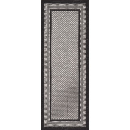 Rug Unique Loom Outdoor Border Gray Runner 2' 2 x 6' 0