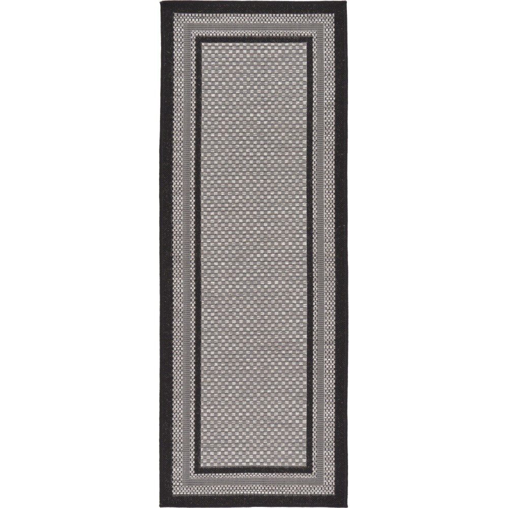 Rug Unique Loom Outdoor Border Gray Runner 2' 2 x 6' 0