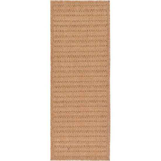 Rug Unique Loom Outdoor Border Light Brown Runner 2' 2 x 6' 0