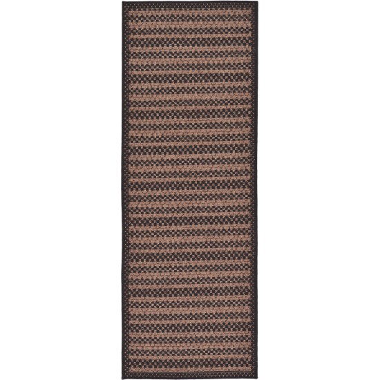 Rug Unique Loom Outdoor Border Black Runner 2' 2 x 6' 0