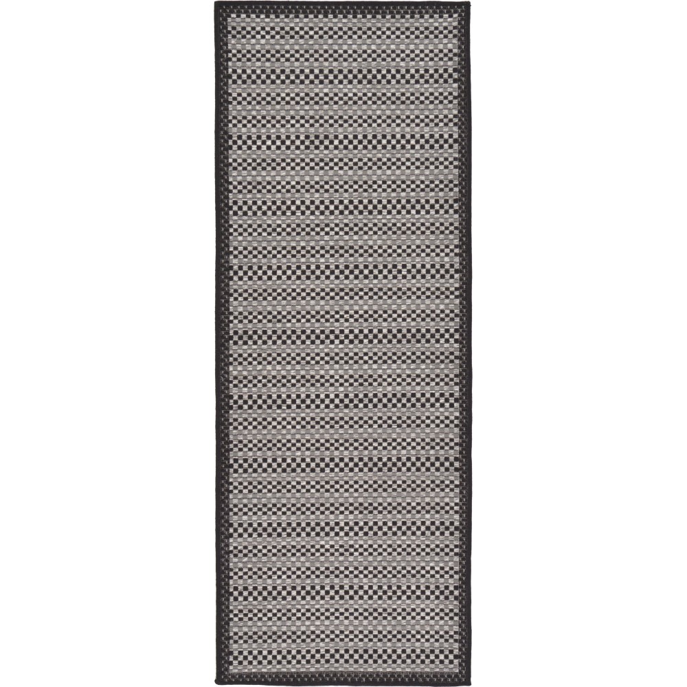 Rug Unique Loom Outdoor Border Gray Runner 2' 2 x 6' 0