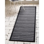 Rug Unique Loom Outdoor Border Gray Runner 2' 2 x 6' 0