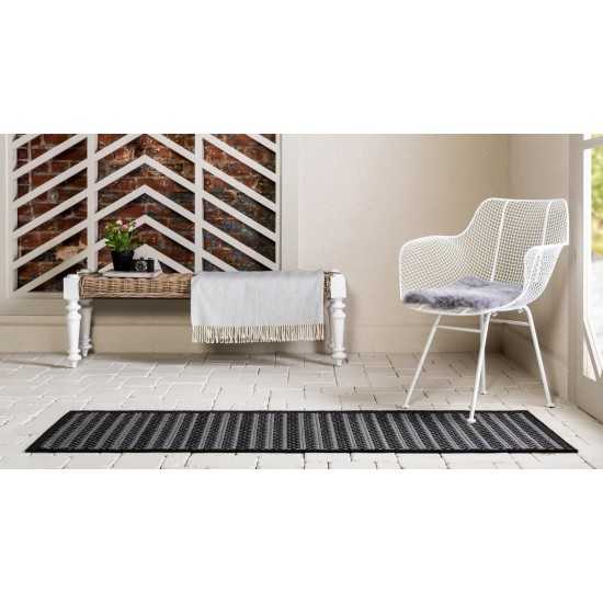 Rug Unique Loom Outdoor Border Gray Runner 2' 2 x 6' 0