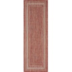 Rug Unique Loom Outdoor Border Rust Red Runner 2' 0 x 6' 0