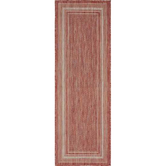 Rug Unique Loom Outdoor Border Rust Red Runner 2' 0 x 6' 0