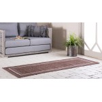 Rug Unique Loom Outdoor Border Brown Runner 2' 0 x 6' 0