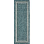 Rug Unique Loom Outdoor Border Teal Runner 2' 0 x 6' 0