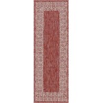 Rug Unique Loom Outdoor Border Rust Red Runner 2' 0 x 6' 0