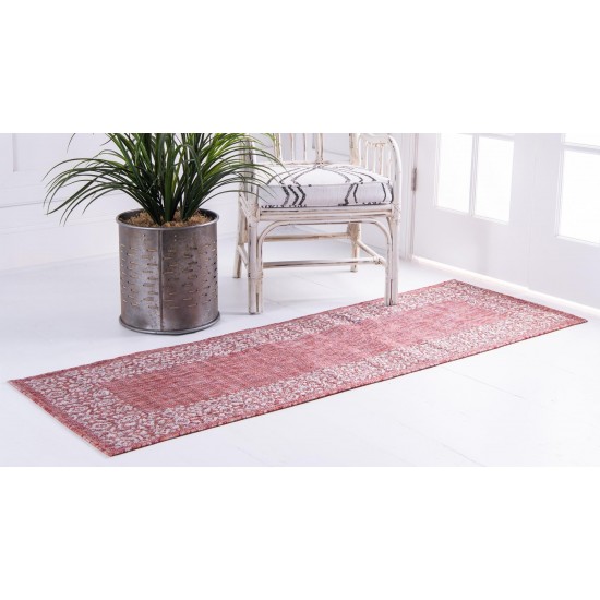 Rug Unique Loom Outdoor Border Rust Red Runner 2' 0 x 6' 0