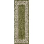 Rug Unique Loom Outdoor Border Green Runner 2' 0 x 6' 0