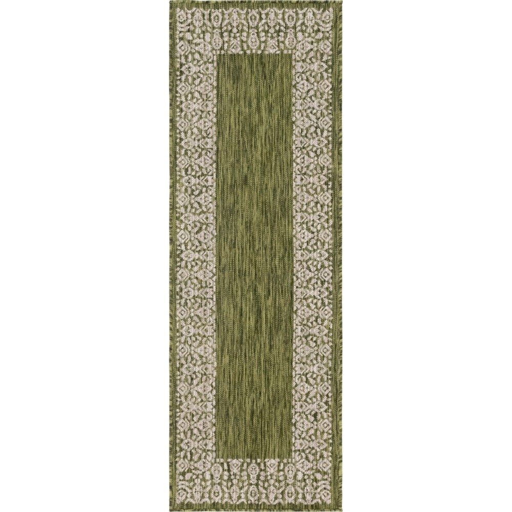 Rug Unique Loom Outdoor Border Green Runner 2' 0 x 6' 0