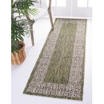 Rug Unique Loom Outdoor Border Green Runner 2' 0 x 6' 0