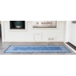 Rug Unique Loom Outdoor Border Blue Runner 2' 0 x 6' 0