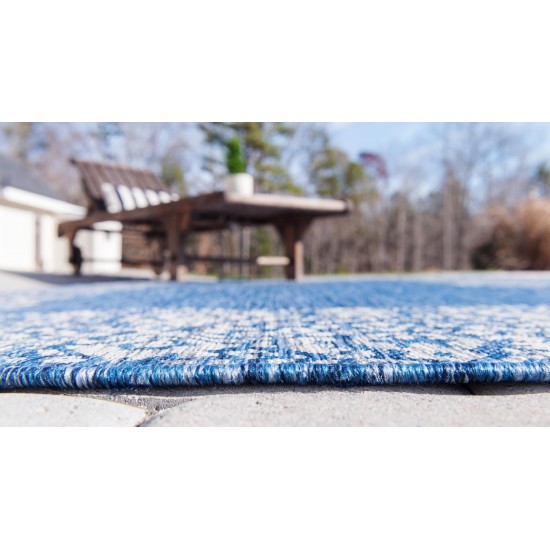 Rug Unique Loom Outdoor Border Blue Runner 2' 0 x 6' 0