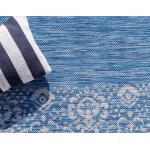 Rug Unique Loom Outdoor Border Blue Runner 2' 0 x 6' 0