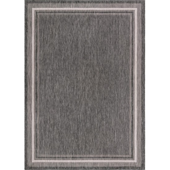 Rug Unique Loom Outdoor Border Black Rectangular 10' 0 x 14' 0