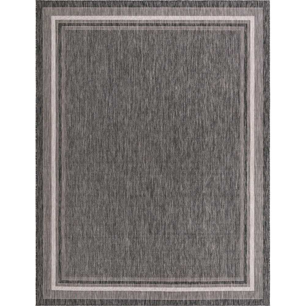 Rug Unique Loom Outdoor Border Black Rectangular 10' 0 x 13' 0