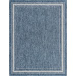 Rug Unique Loom Outdoor Border Blue Rectangular 10' 0 x 13' 0