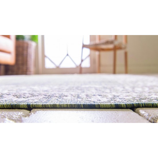 Rug Unique Loom Outdoor Border Green Rectangular 9' 10 x 13' 0