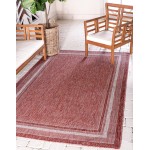 Rug Unique Loom Outdoor Border Rust Red Rectangular 9' 0 x 12' 0