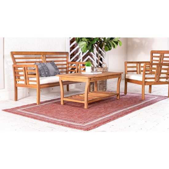 Rug Unique Loom Outdoor Border Rust Red Rectangular 9' 0 x 12' 0