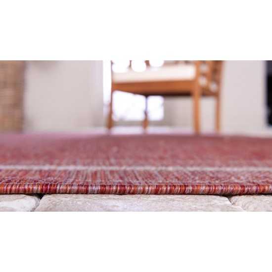 Rug Unique Loom Outdoor Border Rust Red Rectangular 9' 0 x 12' 0