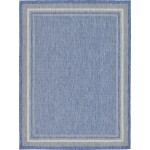 Rug Unique Loom Outdoor Border Blue Rectangular 9' 0 x 12' 0