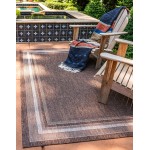 Rug Unique Loom Outdoor Border Brown Rectangular 9' 0 x 12' 0